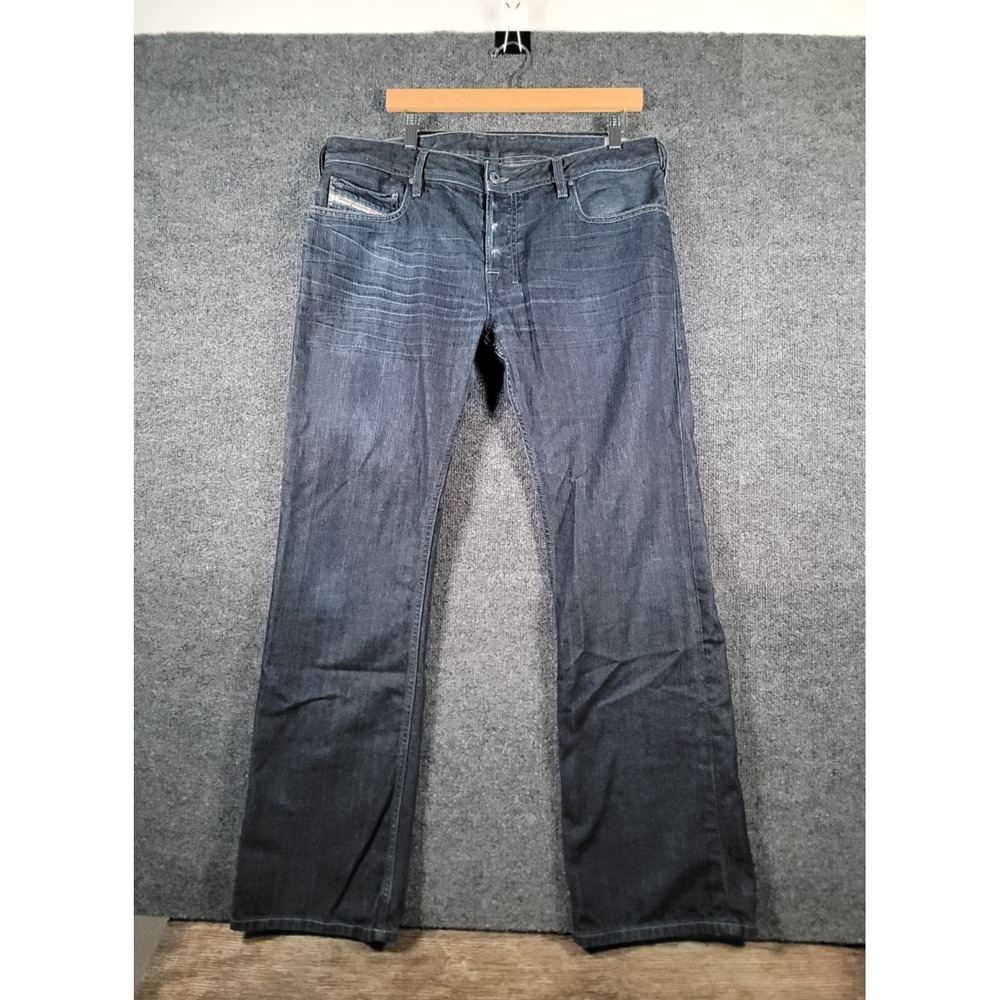 Diesel Jeans Mens 34x32 (Fits 36x32) Blue Zatiny Bootcut Dark Wash Button Fly